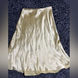 Zara Yellow satin midi skirt
